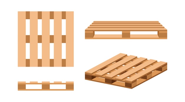 wood pallet, wooden pallet set, shipping pallet for warehouse storage concept vector