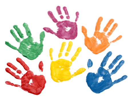 Colorful Handprints, Close-up, on Transparent Background png