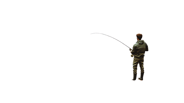 Silhouette of a Fisherman Casting a Line Against a Dark Background png