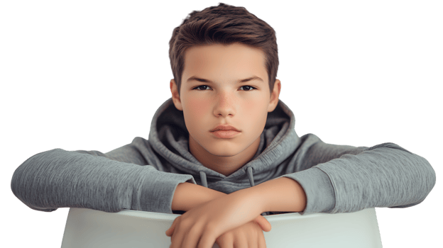Teenager in Casual Pose with Hoodie Arms Crossed and Neutral Expression for Various Projects png