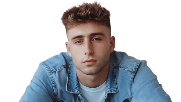 Young Man Portrait Casual Fashion Denim Jacket Studio Shot png