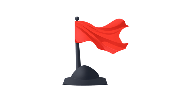 A bold red flag waving in the wind mounted on a sleek black stand ideal for sports events a png