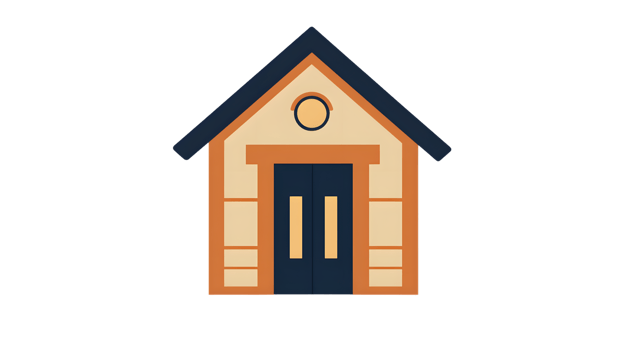 A cozy home with a welcoming entrance featuring a symmetrical design and warm colors for real png