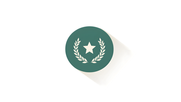 Abstract Emblem with Star and Laurel Wreath on Teal Circle Modern Design for Logos Badges Aw png