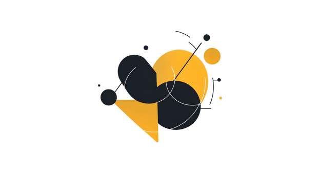 Abstract Geometric Composition with Black and Yellow Shapes Modern Art Design Minimalist Circ png