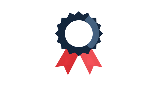 Achievement Badge with Blue and Red Ribbon Award Icon Recognition Symbol Honor Emblem Succe png