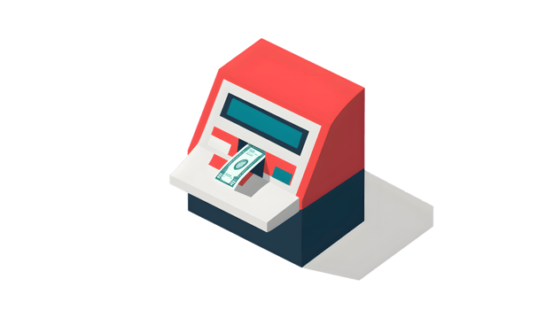 Automated Teller Machine Dispensing Cash Modern Banking and Financial Transactions Visualized png