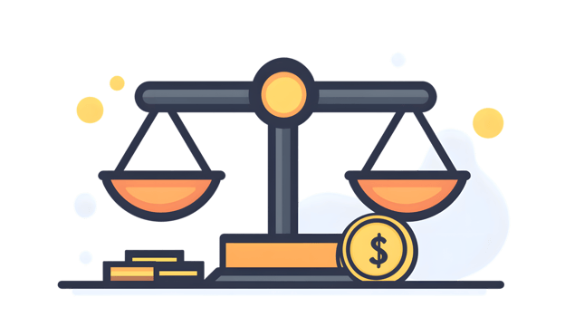 Balancing Financial Decisions A Scale with Coins and Currency Symbols png