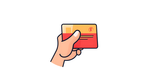 Cartoon hand holding a credit card illustration online payment finance banking png