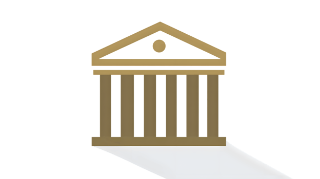 Classical Architecture Icon Golden Structure with Pillars and Triangular Roof for Design Busi png