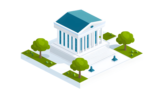 Classical Architecture with Greenery A Illustration of a Monumental Building Surrounded png