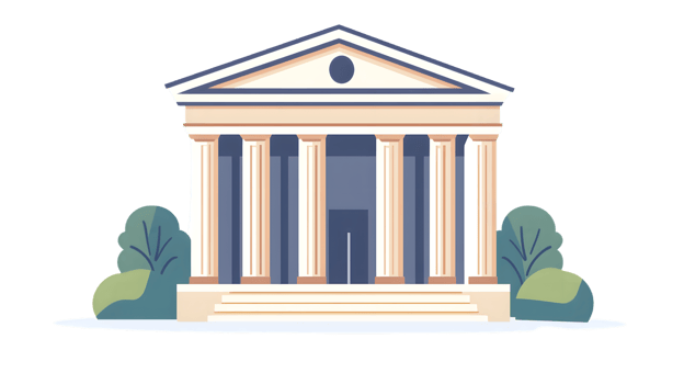 Classical Architecture with Pillars and Pediment Ideal for Education Law and Government Them png