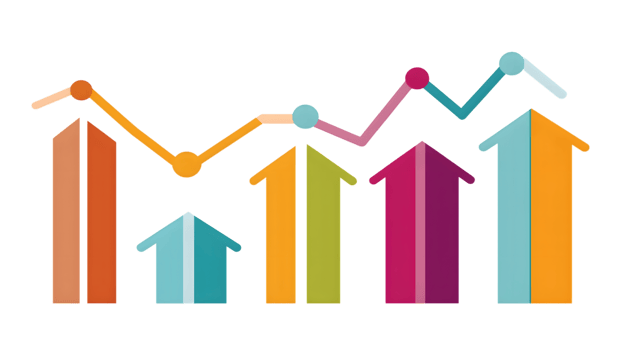 Colorful Arrows and Graph Lines Representing Growth and Progress in Business and Finance png
