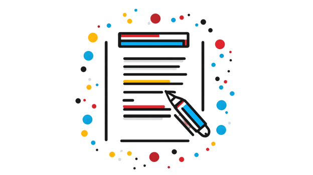 Document Editing and Highlighting Tools with Colorful Dots Surrounding a Page png
