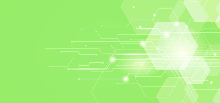 Digital technology background with abstract hexagons and circuit lines in a fresh green color palette. Ideal for innovation-themed projects and tech presentations vector