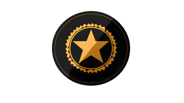 Golden Star Emblem on Black Background Iconic Design for Awards Badges and Recognition png