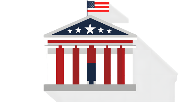 Government building patriotic american flag columns illustration graphic design politica png