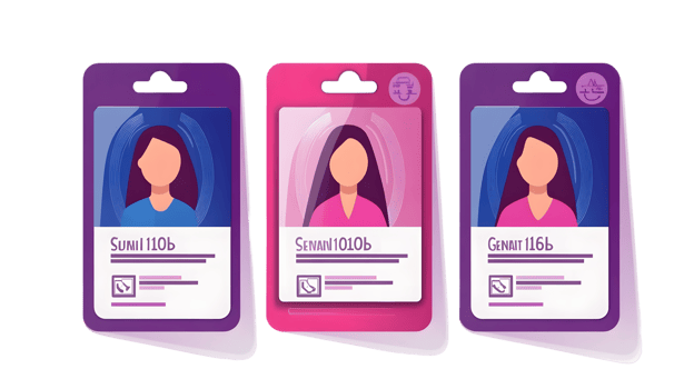 Identification Cards Displayed in Packaging with Unique Codes and Colors png