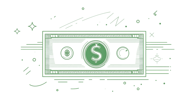 Illustrative depiction of a stylized currency note with dollar symbol ideal for finance and ec png