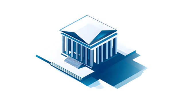 Isometric illustration of a classical building with columns and steps png