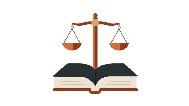 Justice and Law Symbol Scales of Justice Balanced on an Open Book png