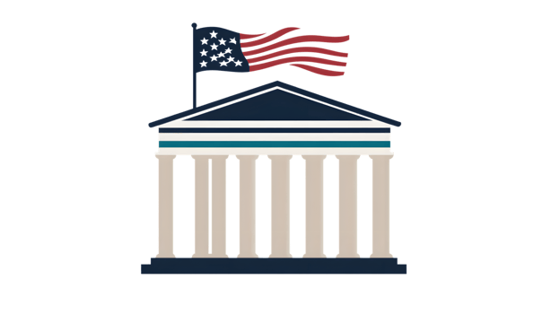 Patriotic Symbol with Flag and Column Structure Ideal for Government Law and Democracy Theme png
