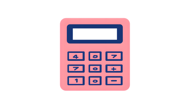 Pink Calculator with Numeric and Operation Buttons Digital Display Math Tool Educational Equ png