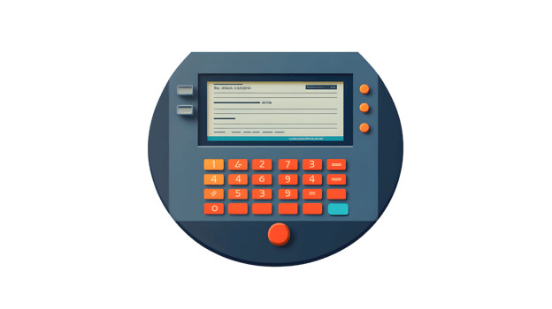 Retro Calculator Interface with Numeric Keypad and Display Screen for Vintage Technology Design png