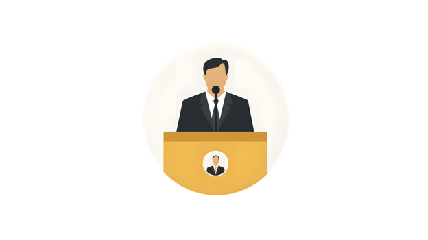 Speaker at Podium with Microphone Professional Presentation Icon png