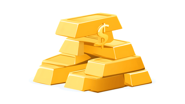Stack of Golden Bars with Dollar Sign Wealth Finance and Investment Icon png