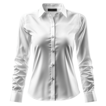 White dress shirt. Long sleeves on garment with buttons. Solid fabric. Isolated apparel on transparent background. Clean clothing and classic style. png