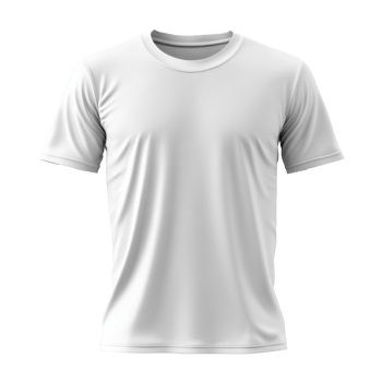 Isolated white short sleeve t-shirt. Simple clothing item lies flat. Studio shot of a plain fabric top. transparent background. png