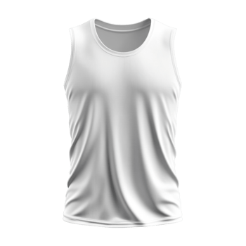 Plain white sleeveless shirt. Simple style on a transparent background. Cotton material for clothing. Basic apparel item. Comfortable and casual undershirt. png
