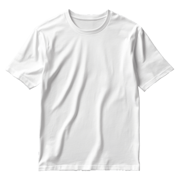 Plain white t-shirt flat lay on transparent background. Short sleeves casual garment. Basic cotton clothing for everyday wear. png