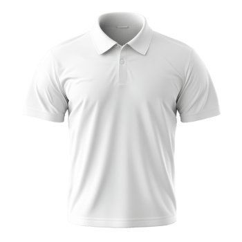 White polo t-shirt. Clothing mockup. Short sleeves. Buttoned collar. Blank template for design. Isolated on transparent background. Textile material. Casual wear. png