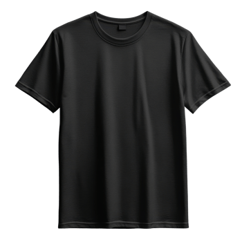 Dark plain t-shirt. Casual clothes. Simple cotton shirt. Short sleeves. transparent background. Black color tee for design. Clothing apparel flat lay. png