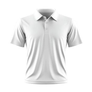 Close up white polo t-shirt with buttons on a transparent background. Shirt is blank short sleeved and has a collar. Textile mockup. png