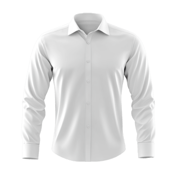 White dress shirt isolated. Classic button down shirt. Long sleeve formal top. Business attire on transparent background. Clean apparel for professionals. png