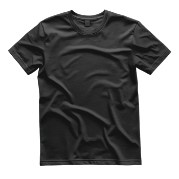 Dark t-shirt isolated. Folded t-shirt with short sleeves. Clothing top laying flat on a plain transparent surface. Simple fashion design. png