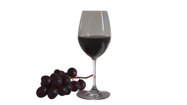 Elegant Wine Glass with Red Wine and Fresh Grapes Perfect for Culinary and Beverage Them es png