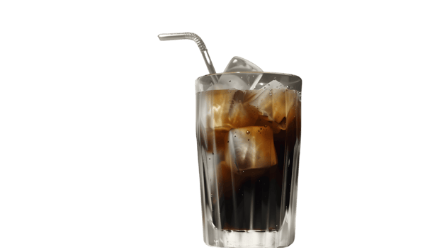 Refreshing Iced Beverage in a Glass with Ice Cubes and Straw Perfect for Summer Drinks Cold R png