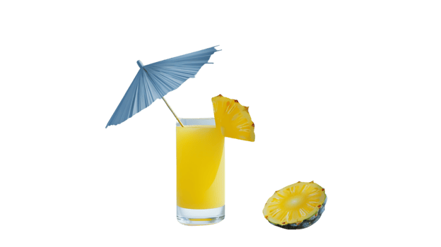 Refreshing Tropical Beverage with Pineapple and Umbrella Ideal for Summer Themes png