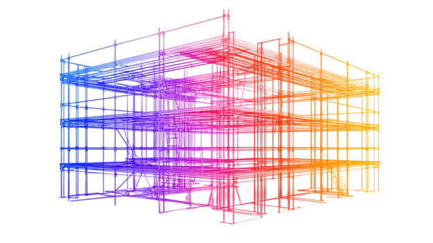 3D model of scaffolding structure construction building framework architecture design engin png