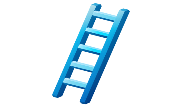 A blue ladder leaning against an invisible wall symbolizing progress and achievement in variou png