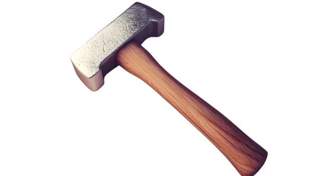 A sturdy hammer with a wooden handle and metallic head ideal for DIY projects and construction png