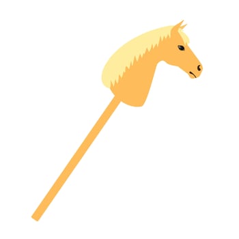 Flat cartoon riding hobby horse toy isolated on white background vector