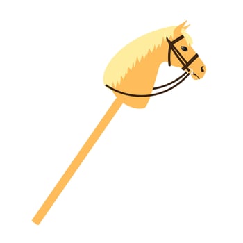 Flat cartoon riding hobby horse toy isolated vector