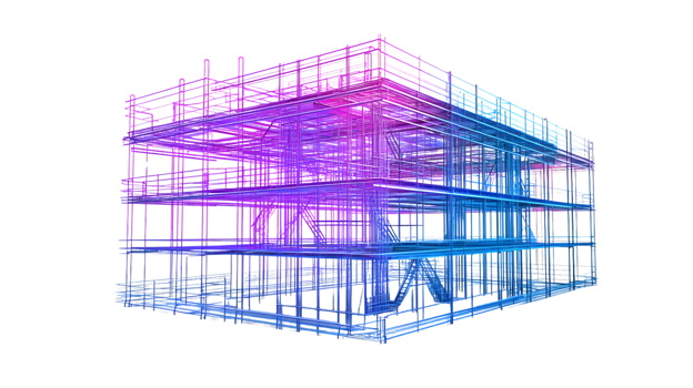 Abstract Architectural Model Steel Structure Design Visualization png