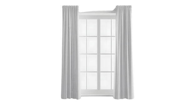 Elegant Window with White Curtains and Glass Panels for Interior Design Inspiration png