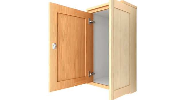 Open Wooden Closet Doors with Hinges and Lock Mechanism Ideal for Furniture Storage and Int png